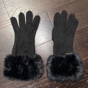 Black Michael Kors Faux Fur Gloves